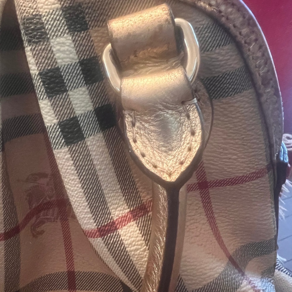 Burberry Tan and Gold Mini Bag with Plaid Pattern - Picture 4 of 7